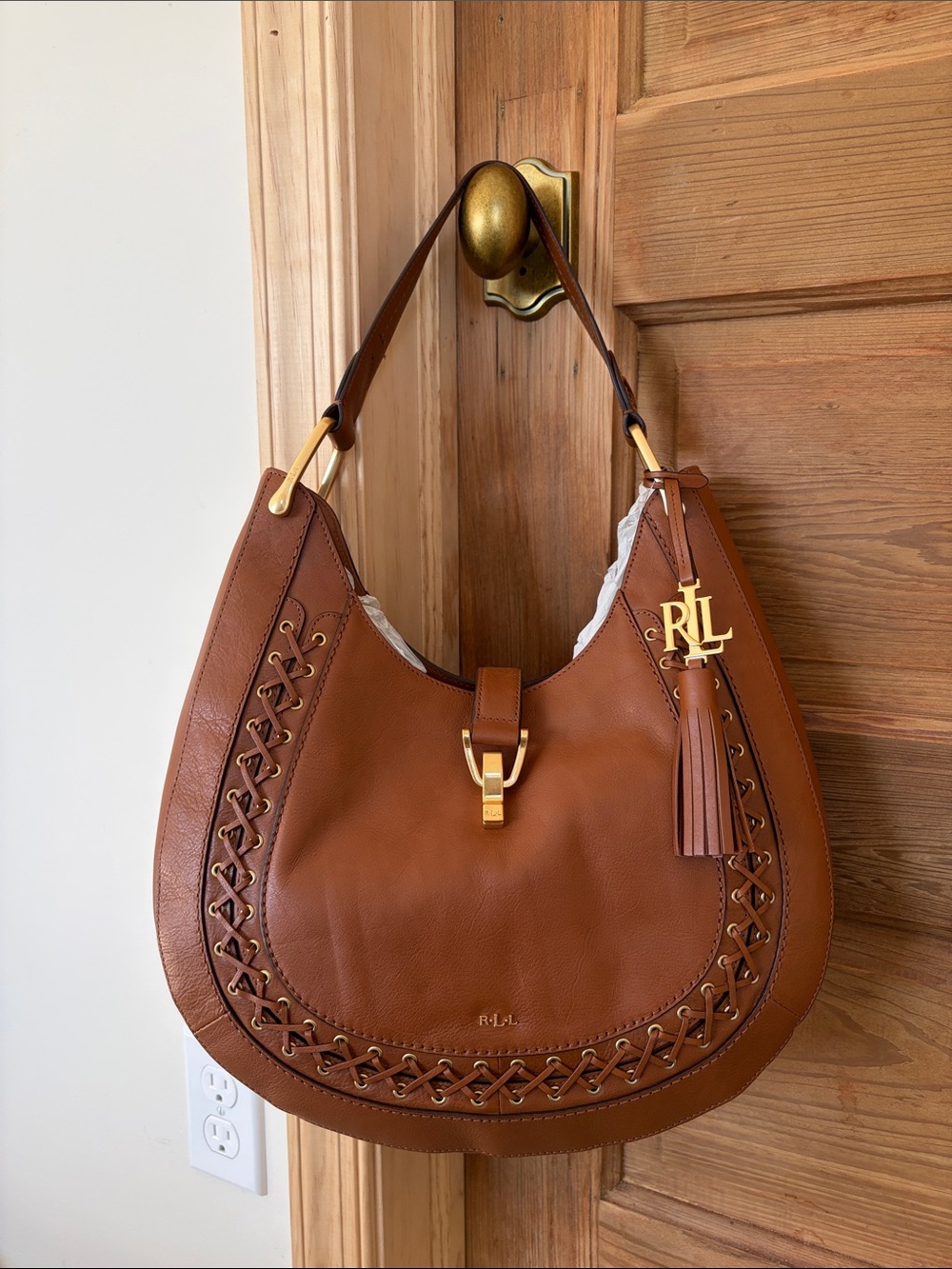 Ralph Lauren🍂 Ashfield Abree Med Brown Leather Hobo Bag | NWT